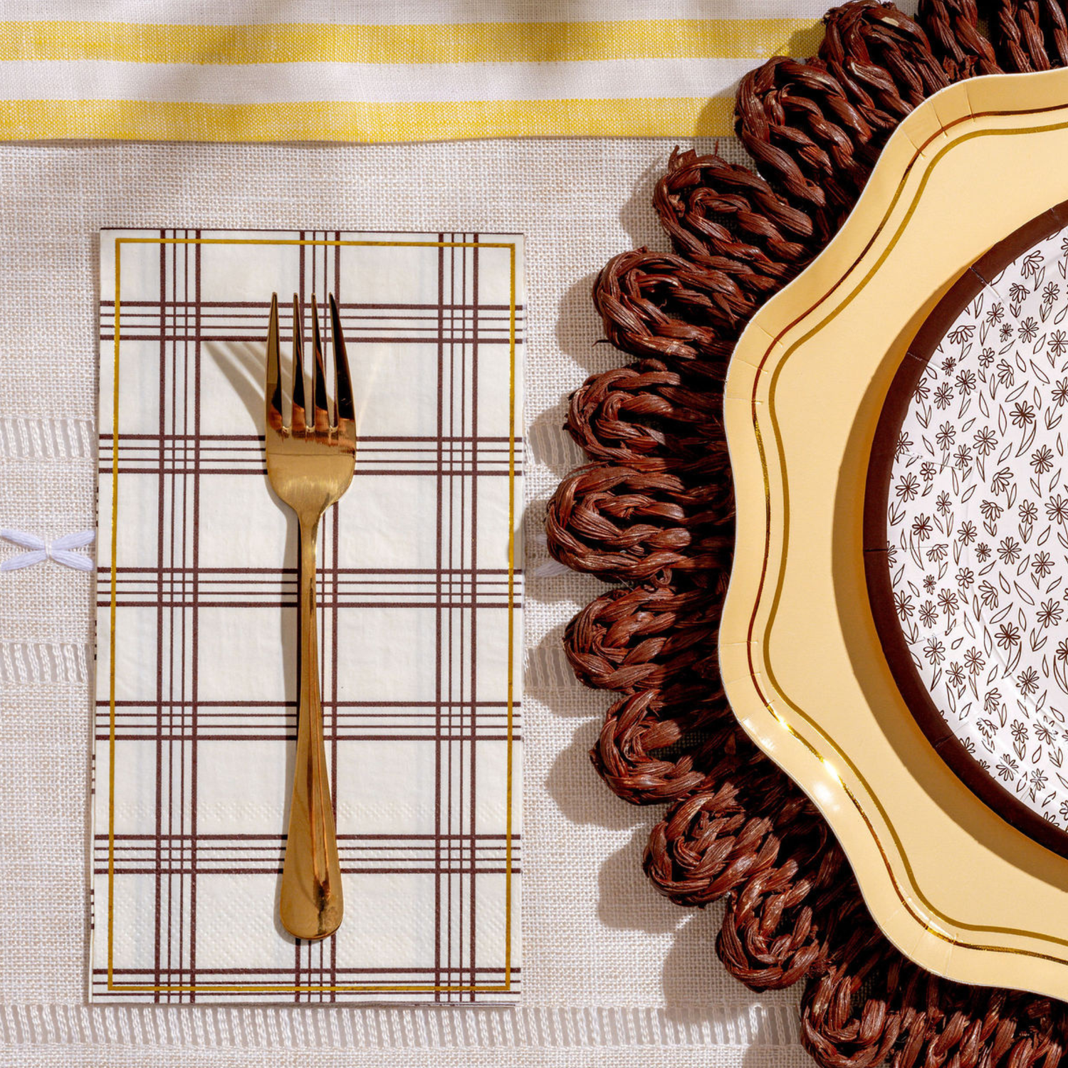 Chocolate Plaid Guest Napkins