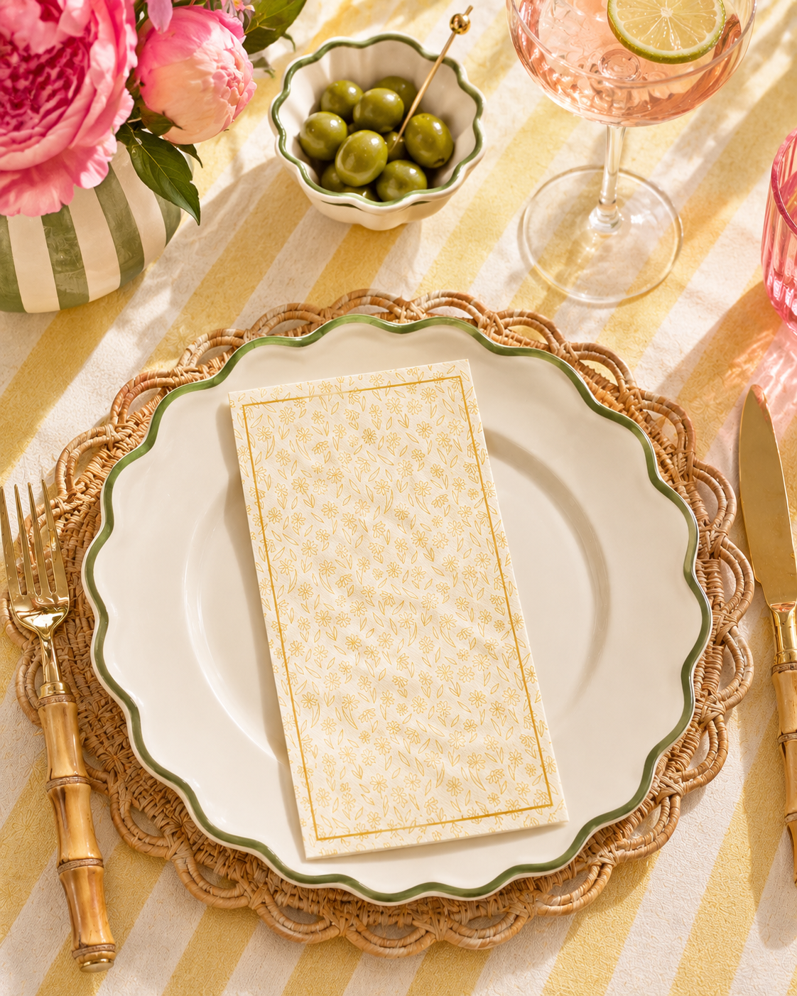 Butter Yellow Floral Guest Napkins