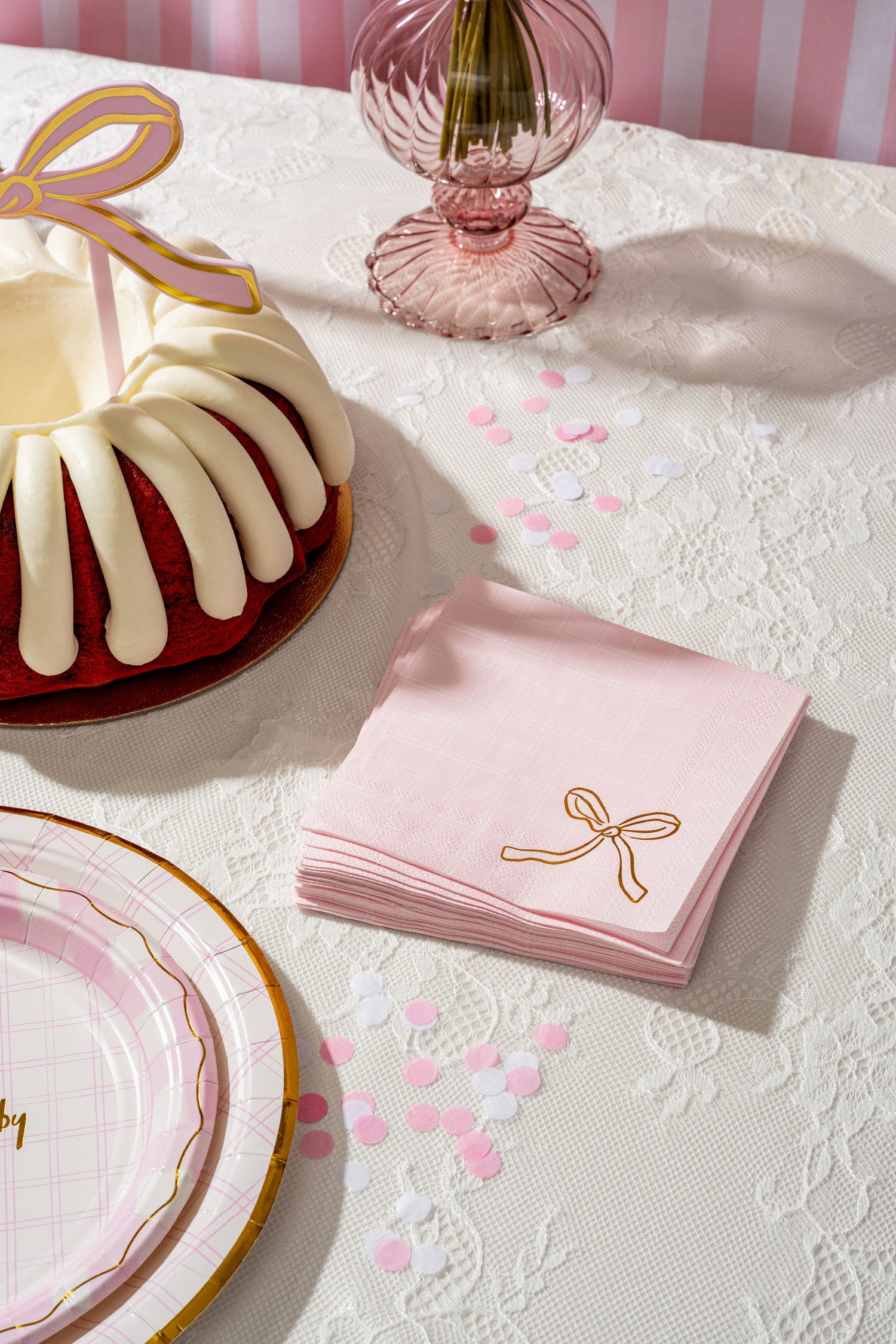 Pink Plaid Cocktail Napkins