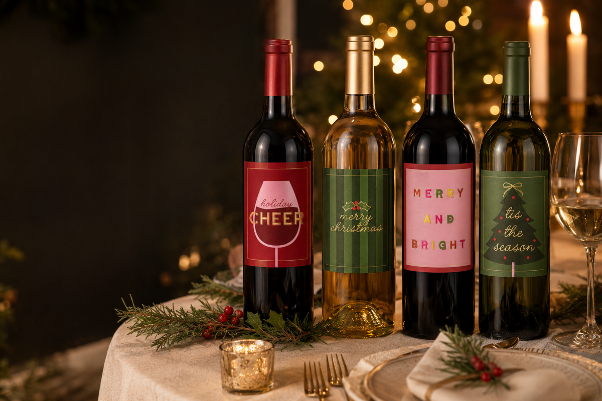 Christmas Wine Bottle Labels