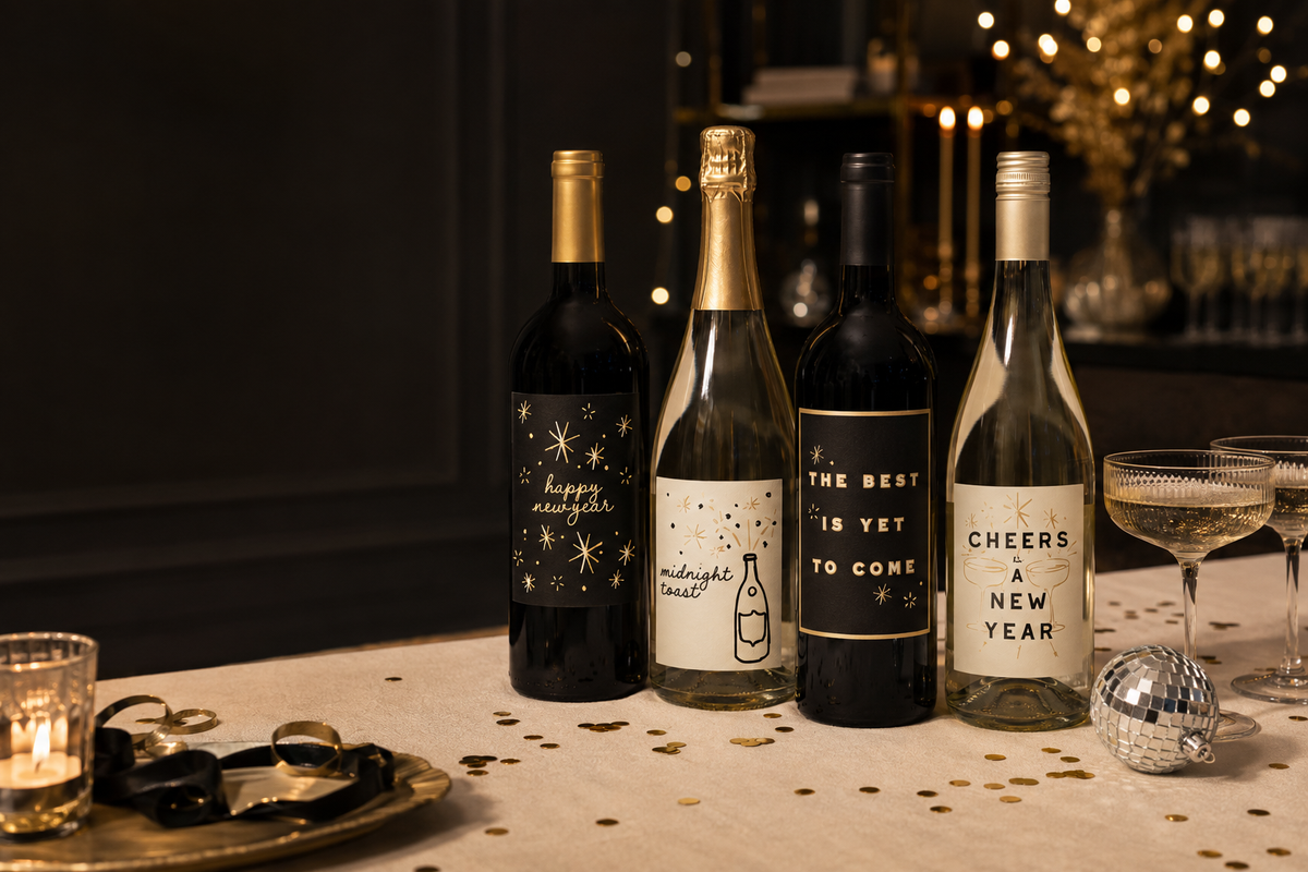 New Years Wine Bottle Labels