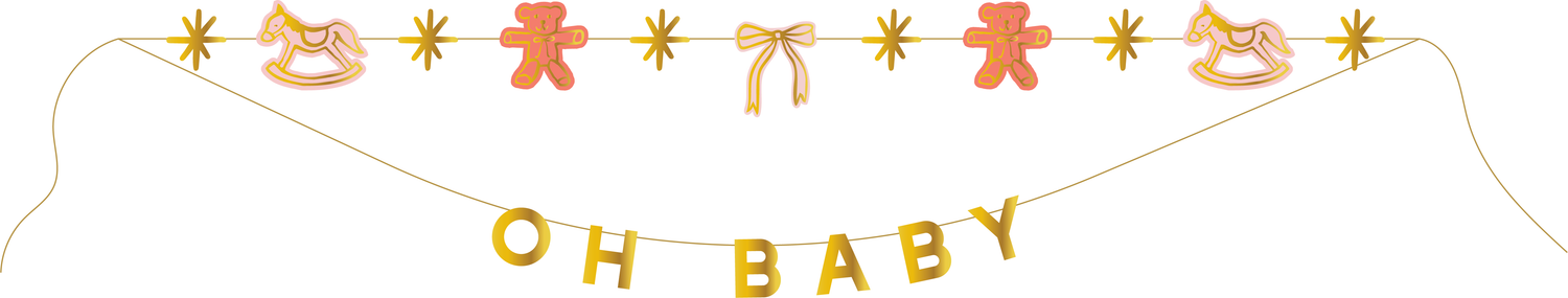 Oh Baby Party Banner Set- Pink