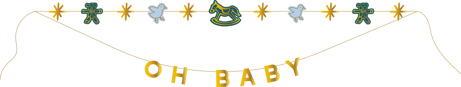 Oh Baby Party Banner Set- Blue