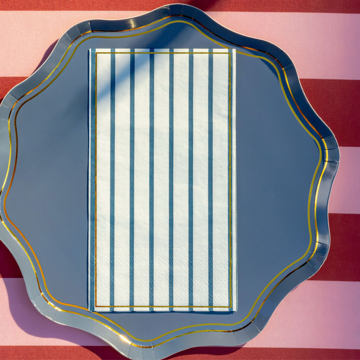 Dusty Blue Pinstripe Guest Napkins