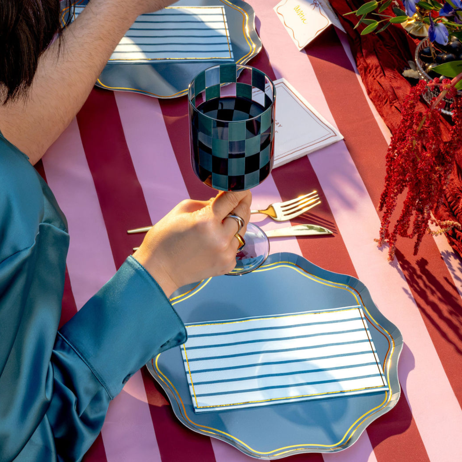Checkered Wine Glass