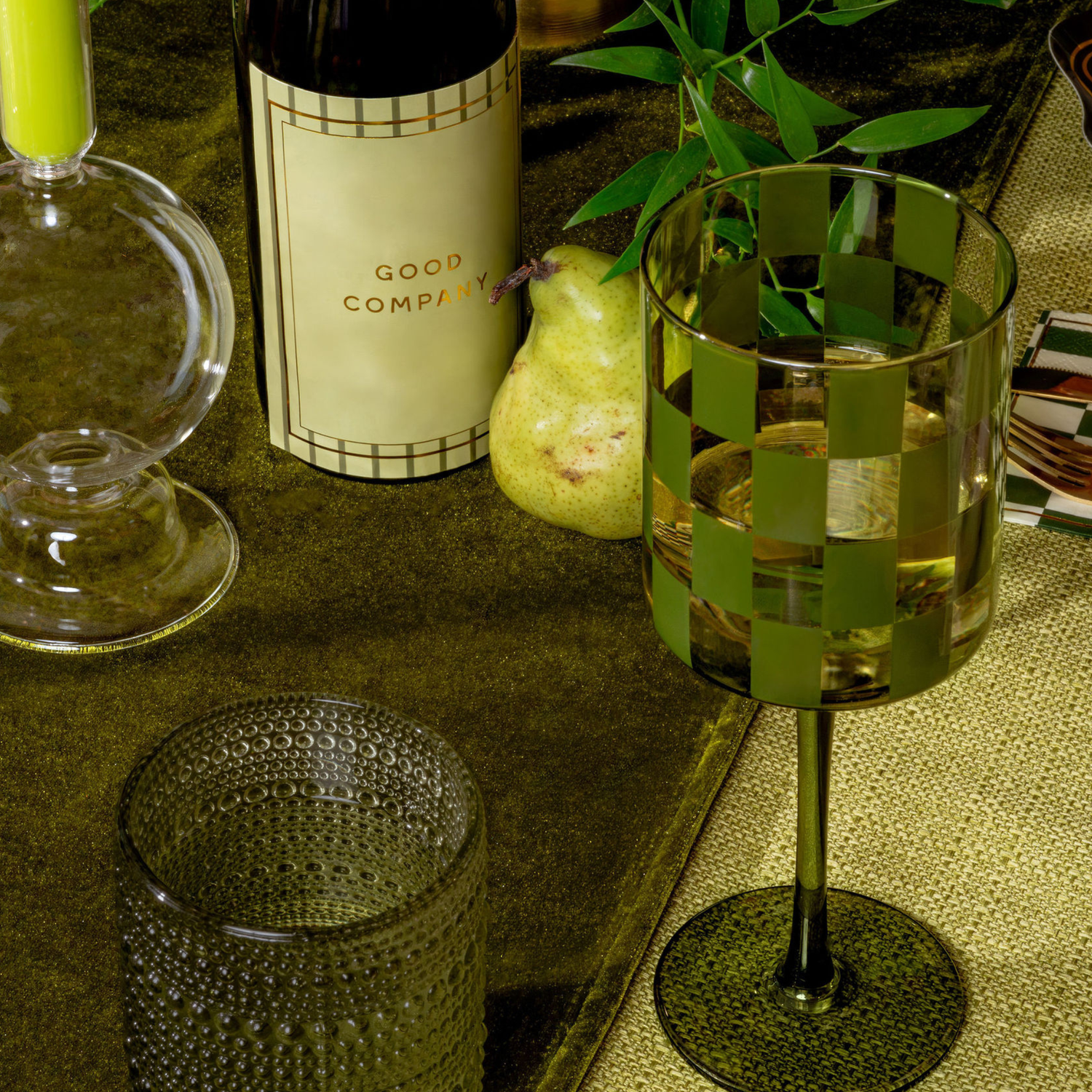 Checkered Wine Glass