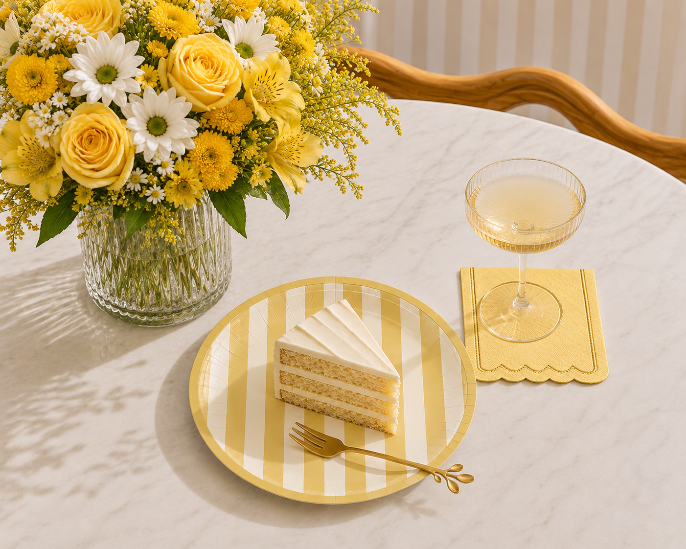 Butter Yellow Cabana Stripe Snack Plates