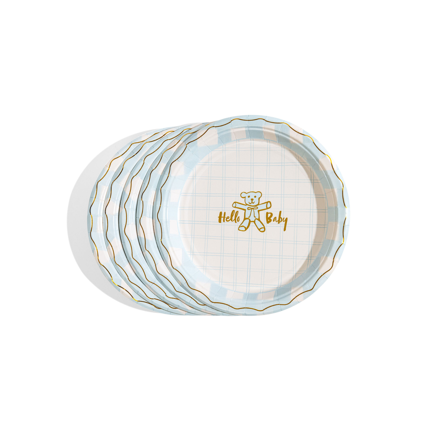 Hello Baby Blue Cake Plates