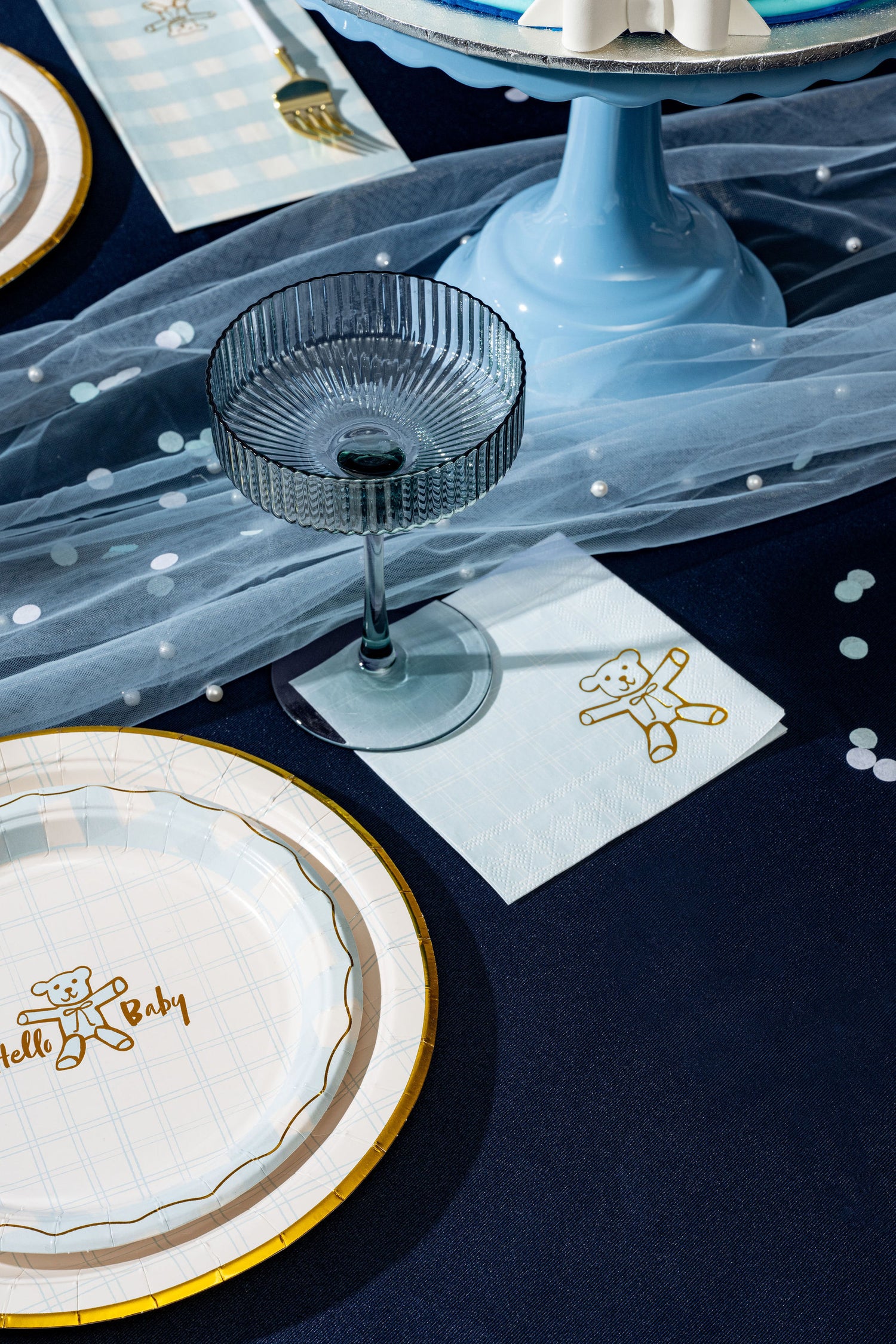 Blue Plaid Cocktail Napkins