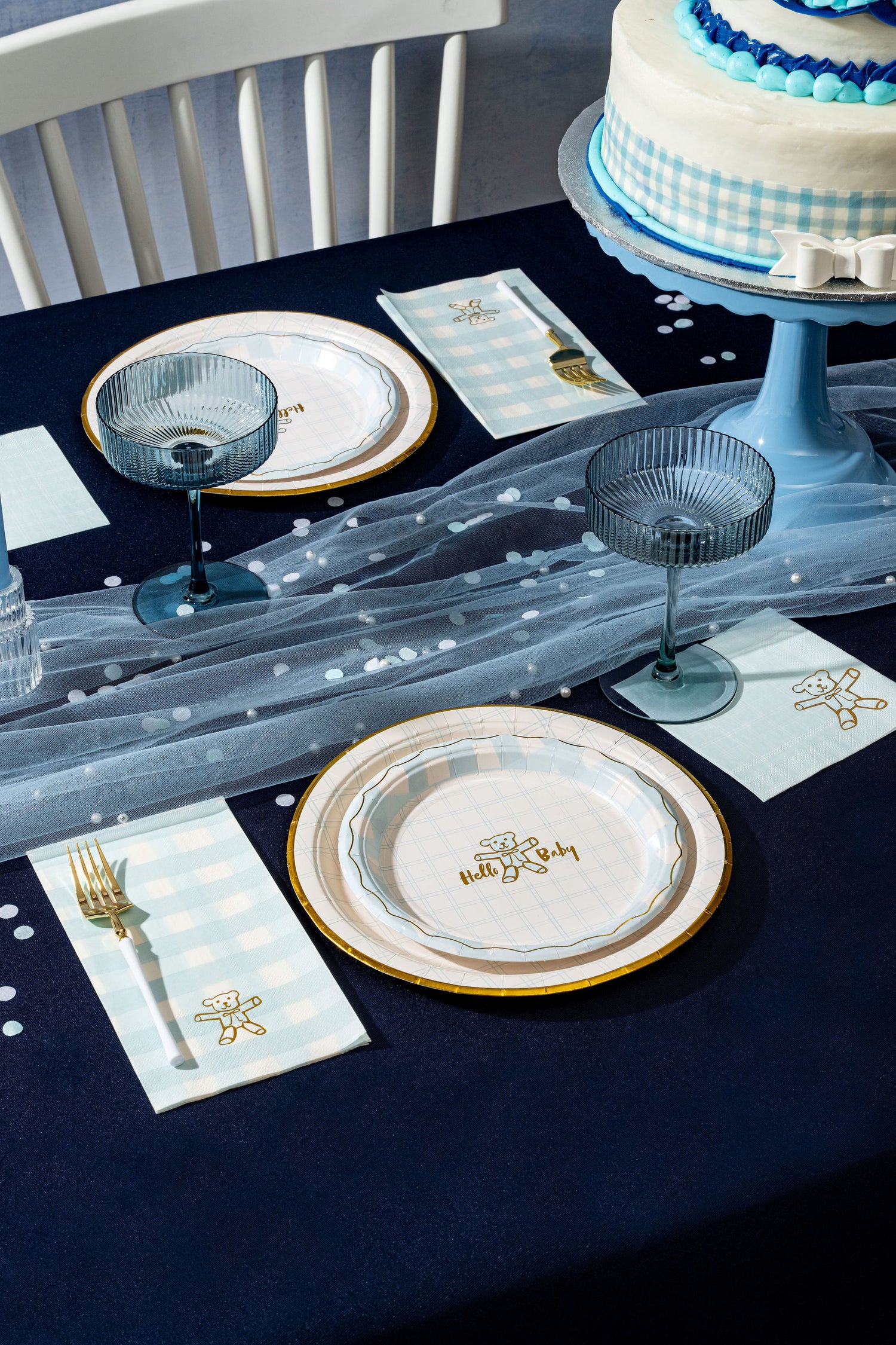 Blue Plaid Cocktail Napkins