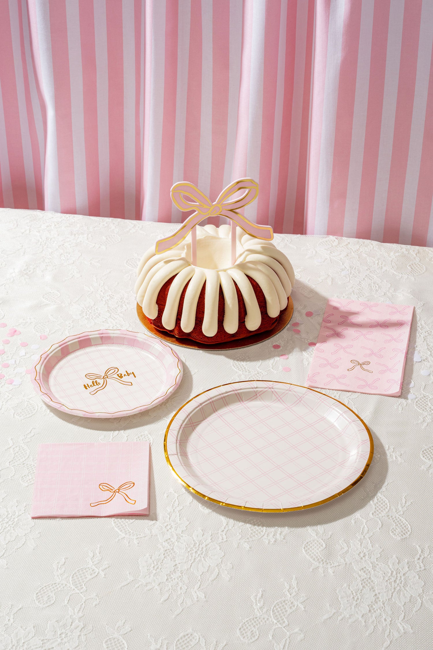 Pink Bow Acrylic Cake Topper